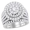 Image 1 : 3.12 CTW Diamond Cluster Bridal Engagement Ring 14KT White Gold - REF-254M9H