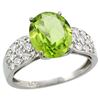 Image 1 : Natural 3.13 ctw peridot & Diamond Engagement Ring 14K White Gold - REF-62Z9Y