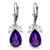 Genuine 13 ctw Amethyst & White Topaz Earrings Jewelry 14KT White Gold - REF-61Y2F