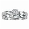 Image 1 : 0.25 CTW Diamond Flower Cluster Bridal Engagement Ring 14KT White Gold - REF-41M9H