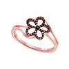 Image 1 : 0.13 CTW Red Color Diamond Flower Floral Ring 10KT Rose Gold - REF-18X2Y