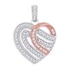 0.20 CTW Diamond Heart Milgrain Pendant 10KT Two-tone Gold - REF-19H4M
