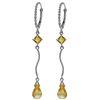 Genuine 3.5 ctw Citrine Earrings Jewelry 14KT White Gold - REF-33T8A
