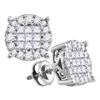 Image 1 : 0.25 CTW Princess Diamond Soleil Cluster Stud Earrings 14KT White Gold - REF-33M7H