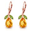 Image 1 : Genuine 13 ctw Citrine & Peridot Earrings Jewelry 14KT Rose Gold - REF-61X2M