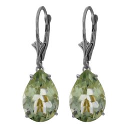 Genuine 10 ctw Green Amethyst Earrings Jewelry 14KT White Gold - REF-45N3R