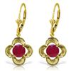 Image 1 : Genuine 1.10 ctw Ruby Earrings Jewelry 14KT Yellow Gold - REF-41N4R