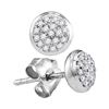 Image 1 : 0.09 CTW Diamond Cluster Screwback Earrings 10KT White Gold - REF-11Y2X