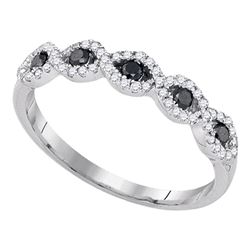 0.35 CTW Black Color Diamond Ring 10KT White Gold - REF-19F4N