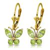 Genuine 1.24 ctw Peridot Earrings Jewelry 14KT Yellow Gold - REF-38T2A