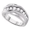 0.99 CTW Mens Diamond Curved Wedding Ring 14KT White Gold - REF-142W4K