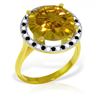Genuine 6.2 ctw Citrine, White & Black Diamond Ring Jewelry 14KT Yellow Gold - REF-91N8R