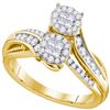 0.50 CTW Princess Diamond Soleil Bypass Bridal Engagement Ring 14KT Yellow Gold - REF-67H4M