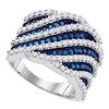 1.85 CTW Blue Color Diamond Diagonal Fashion Ring 10KT White Gold - REF-98M9H