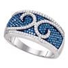 Image 1 : 0.79 CTW Blue Color Diamond Ring 10KT White Gold - REF-52W4K