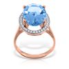 Genuine 7.58 ctw Blue Topaz & Diamond Ring Jewelry 14KT Rose Gold - REF-85P2H