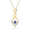 0.02 CTW Created Blue Sapphire Solitaire Diamond Pendant 10KT Yellow Gold - REF-8K9W