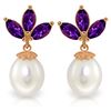 Genuine 9.5 ctw Amethyst & Pearl Earrings Jewelry 14KT Rose Gold - REF-31W2Y