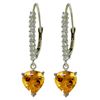 Genuine 3.55 ctw Citrine & Diamond Earrings Jewelry 14KT White Gold - REF-62A2K