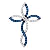 0.33 CTW Blue Color Diamond Cross Crucifix Pendant 10KT White Gold - REF-25F4N