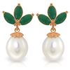 Genuine 9.5 ctw Emerald & Pearl Earrings Jewelry 14KT Rose Gold - REF-35F2Z