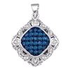 0.25 CTW Blue Color Diamond Square Pendant 10KT White Gold - REF-30K2W