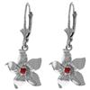 Genuine 0.20 CTW Ruby Earrings Jewelry 14KT White Gold - REF-66M5T