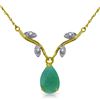 Genuine 1.02 ctw Emerald & Diamond Necklace Jewelry 14KT Yellow Gold - REF-37H2X