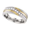 0.26 CTW Mens Diamond Wedding Anniversary Ring 10KT Two-tone Gold - REF-41X9Y