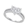 0.50 CTW Diamond Heart Split-shank Ring 14KT White Gold - REF-64H4M