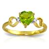 Genuine 0.96 ctw Peridot & Diamond Ring Jewelry 14KT Yellow Gold - REF-41Z4N