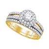 1.5 CTW Diamond Halo Bridal Engagement Ring 14KT Yellow Gold - REF-344N9F