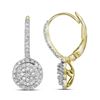 0.50 CTW Diamond Flower Cluster Dangle Leverback Earrings 10KT Yellow Gold - REF-34K4W