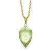 Genuine 9.55 ctw Green Amethyst & Diamond Necklace Jewelry 14KT Yellow Gold - REF-25W3Y