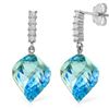 Genuine 27.95 ctw Blue Topaz & Diamond Earrings Jewelry 14KT White Gold - REF-87M5T