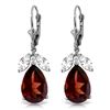 Genuine 13 ctw Garnet & White Topaz Earrings Jewelry 14KT White Gold - REF-69W3Y