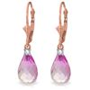 Genuine 4.6 ctw Pink Topaz & Diamond Earrings Jewelry 14KT Rose Gold - REF-30A2K