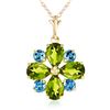Genuine 2.43 ctw Peridot & Blue Topaz Necklace Jewelry 14KT Yellow Gold - REF-29N7R