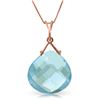 Genuine 8.5 ctw Blue Topaz Necklace Jewelry 14KT Rose Gold - REF-26X9M