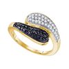 0.46 CTW Black Color Diamond Bypass Ring 10KT Yellow Gold - REF-37F5N