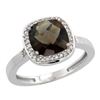 Natural 3.94 ctw Smoky-topaz & Diamond Engagement Ring 14K White Gold - REF-38A3V