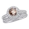 1.23 CTW Cognac-brown Color Diamond Bridal Ring 14KT White Gold - REF-82M4H