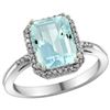 Natural 2.63 ctw Aquamarine & Diamond Engagement Ring 10K White Gold - REF-45F9N