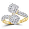 1.97 CTW Princess Diamond 2-stone Hearts Together Bridal Ring 14KT Yellow Gold - REF-224N9F