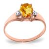 Genuine 0.76 ctw Citrine & Diamond Ring Jewelry 14KT Rose Gold - REF-20R8P