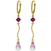 Genuine 3.5 ctw Pink Topaz Earrings Jewelry 14KT Yellow Gold - REF-35V4W