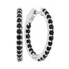 2.5 CTW Black Sapphire In/Out In Out Hoop Earrings 14KT White Gold - REF-57N2F