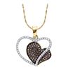 0.44 CTW Brown Color Diamond Heart Pendant 10KT Yellow Gold - REF-22Y4X