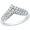 Image 1 : 0.50 CTW Diamond Chevron Ring 10KT White Gold - REF-47N9F