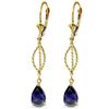 Genuine 3 ctw Sapphire Earrings Jewelry 14KT Yellow Gold - REF-53T6A